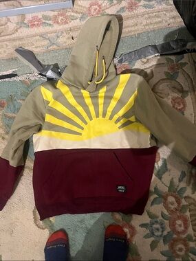 Wesc Olive, Yellow & Burgundy Sunrise Graphic Hoodie